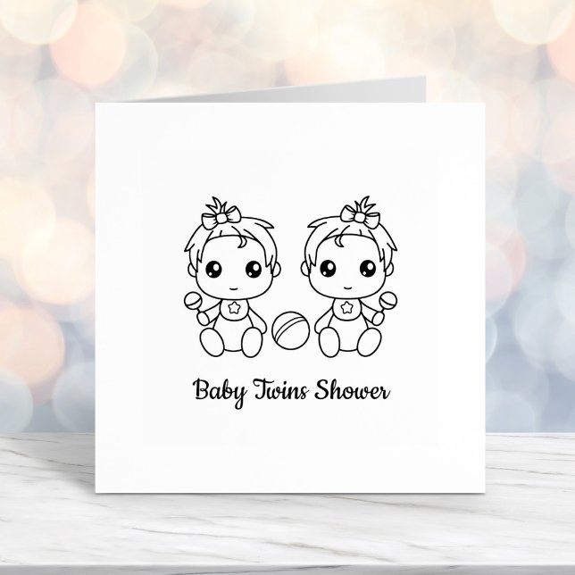 Twin Girls Baby Shower Self-inking Stamp (Creator Uploaded)