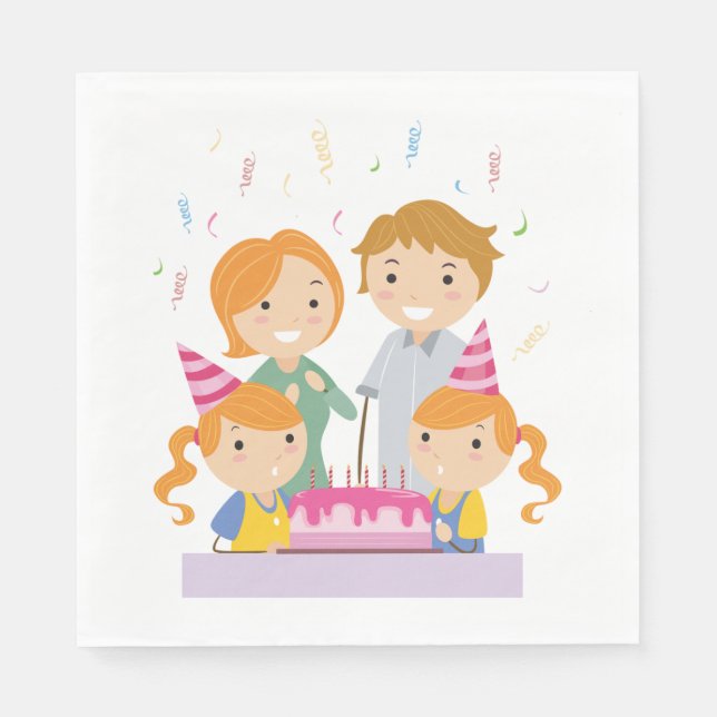 Twin Girls Birthday Napkin (Front)