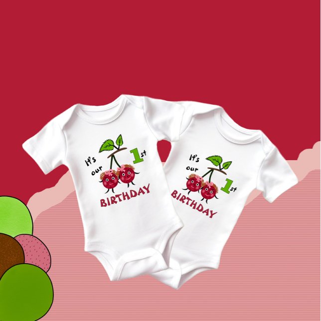 Twin girls cherry baby bodysuit (Creator Uploaded)