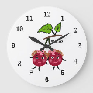 Twin girls cherry large clock