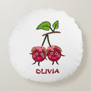 Twin girls cherry round cushion