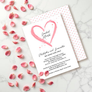 Twin Girls Elegant Modern Pink Heart Baby Shower Invitation