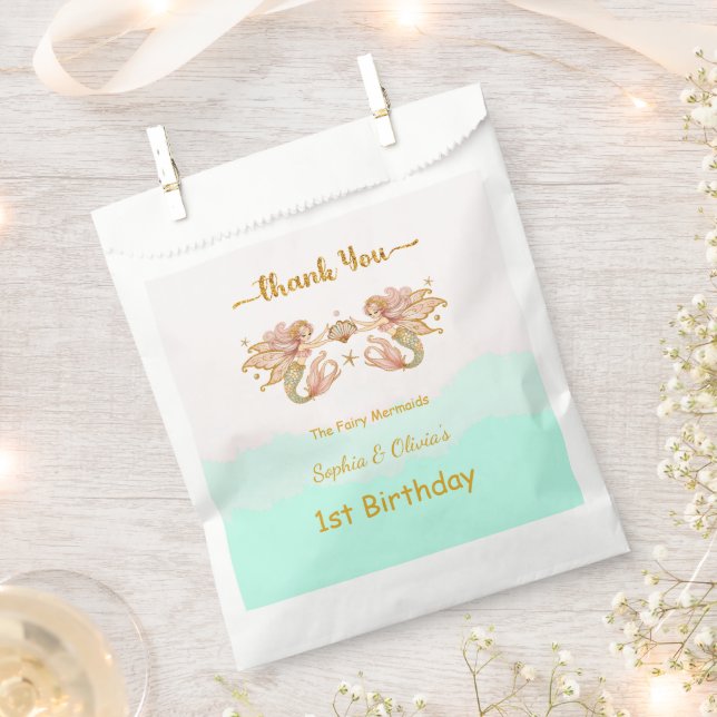 Twin Girls' Fairy Mermaid Birthday Favour Bags (Clipped)