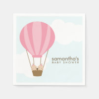 Twin Girls in Pink Hot Air Balloon Baby Shower