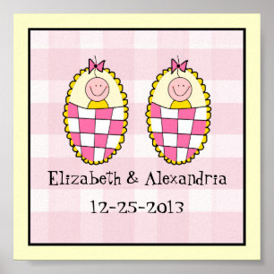 Twin Girls Keepsake Gift Poster