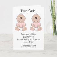 Twin Girls New Born Baby Card