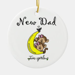 Twin Girls New Dad Gifts Ceramic Tree Decoration