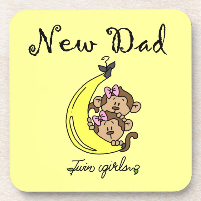 Twin Girls New Dad Gifts Coaster (Front)