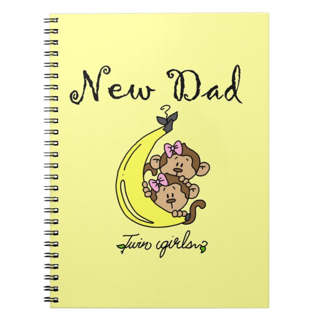 Twin Girls New Dad Gifts Spiral Notebook (Front)