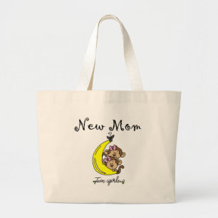 Twin Girls New Mum T-shirts and Gifts Large Tote Bag