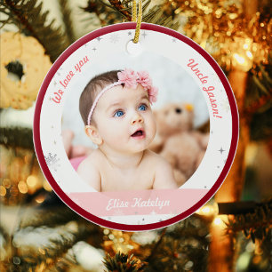 Twin Girls Photos Uncle Cute First Christmas Baby Ceramic Tree Decoration
