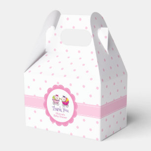 Twin Girls Pink Polka Dots Baby Shower Favour Box