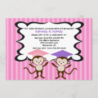 Twin Girlss Monkeying Around Graduation Invitation