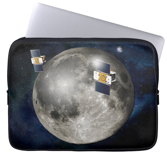 Twin Grail Spacecraft Orbiting The Moon. Laptop Sleeve (Front)