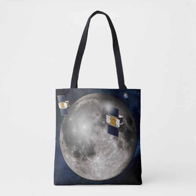 Twin Grail Spacecraft Orbiting The Moon. Tote Bag (Front)