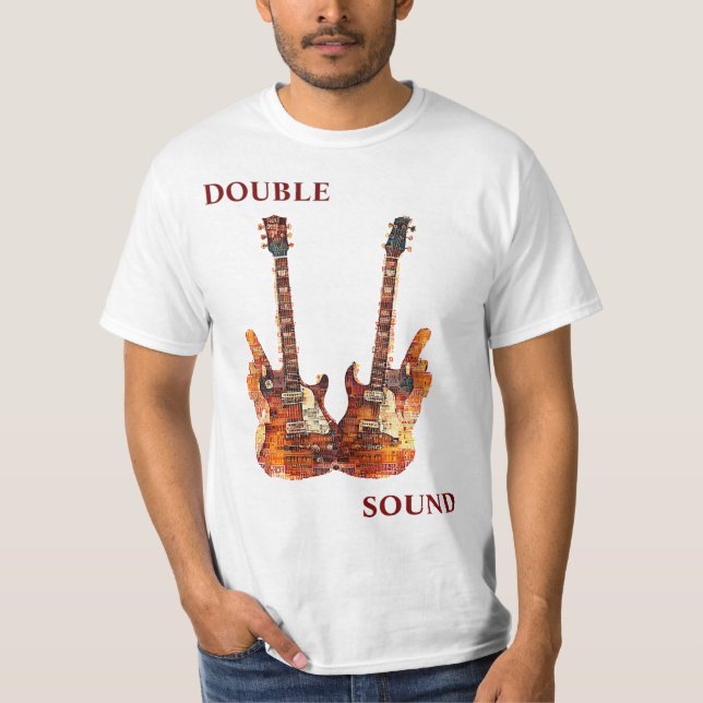 Twin Guitar Flame Collage T-Shirt (Front)