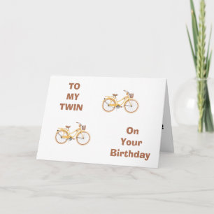 TWIN HAS BIKE RIDING MEMORIES FOR TWIN'S BIRTHDAY CARD