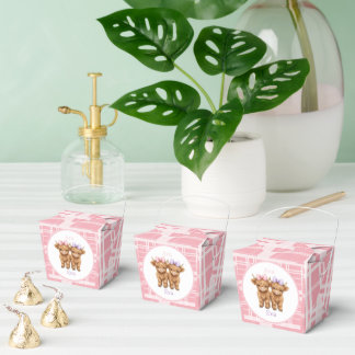 Twin Highland Cows Girls Birthday Party Favour Box