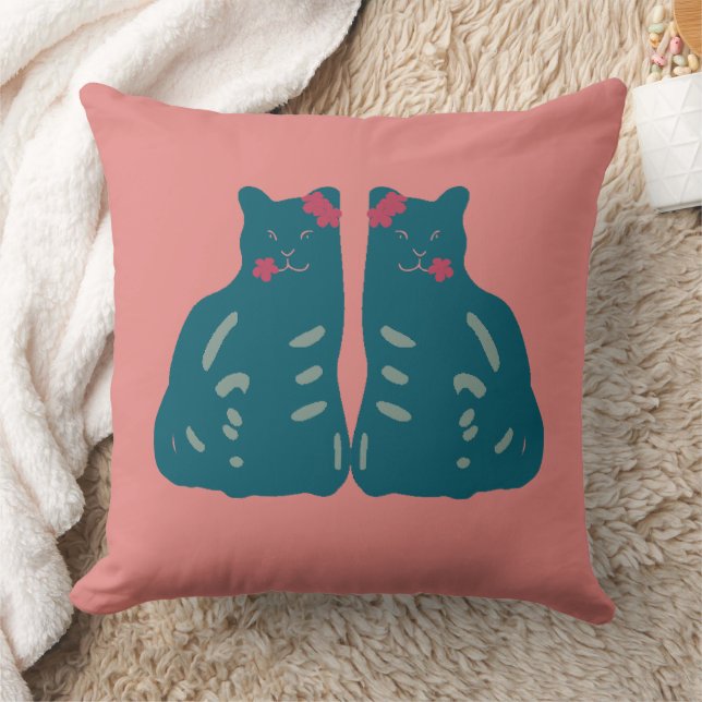 Twin Kittens Throw Pillow (Blanket)