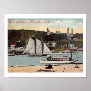Twin Lights, Highlands, NJ Vintage Poster