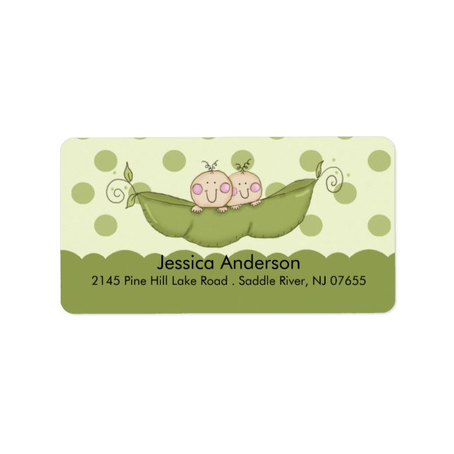 Twin Little Peas Baby Shower address Label (Front)