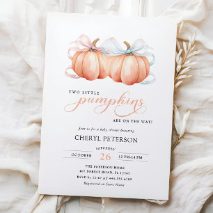 TWIN Little Pumpkins Boy Girl Baby Shower Invitation