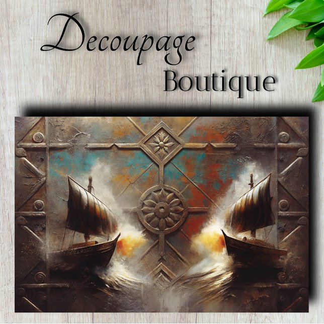 Twin Longships Metalwork Decoupage Tissue Paper (Twin Longships Metalwork Decoupage Tissue Paper)