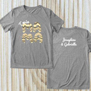 Twin Mama Custom Kids Names Retro Cute Typography  Tri-Blend Shirt