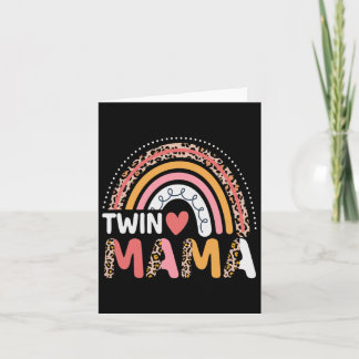 Twin Mama Mothers Day Funny Leopard Rainbow New Mo Card