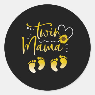 Twin Mama Mum To Be Pregnant With Twins Pregnancy Classic Round Sticker