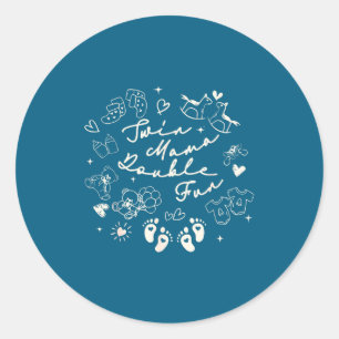 Twin Mama Valentine First Time Twin Mama Twin Mom  Classic Round Sticker