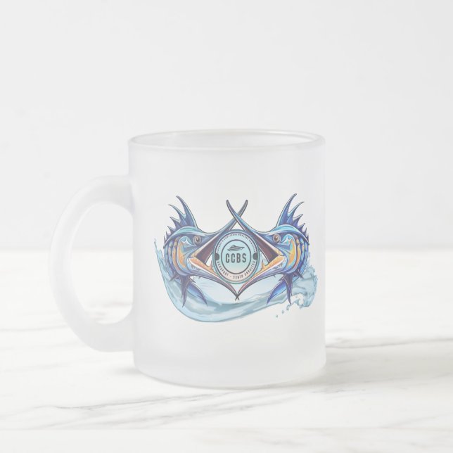 Twin Marlin Classic Mug, 11 oz Frosted Glass Coffee Mug (Left)