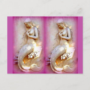 twin mermaids lavender and pink postcards
