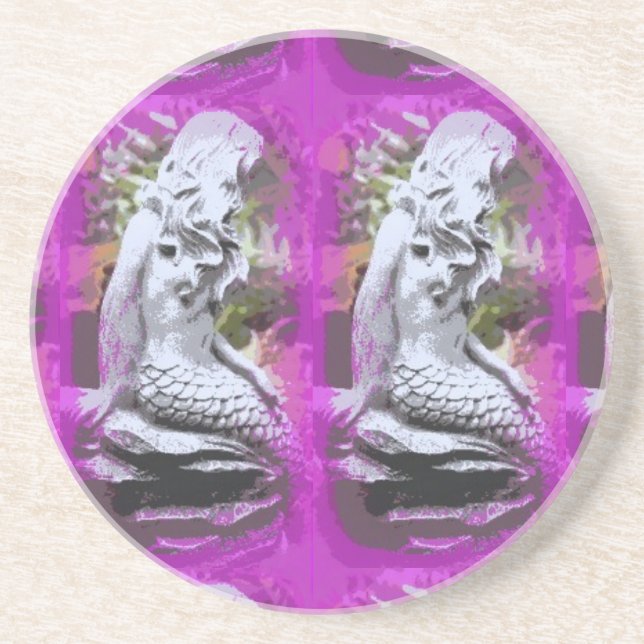 twin mermaids purple drink coaster (Front)