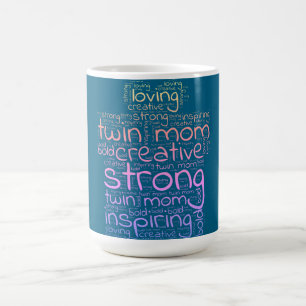 Twin Mum Gift Shaped Word Cloud Coffee Mug