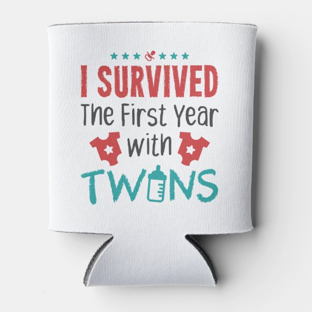 Twin Mum I Survived The First Year With Twins Can Cooler (Front)