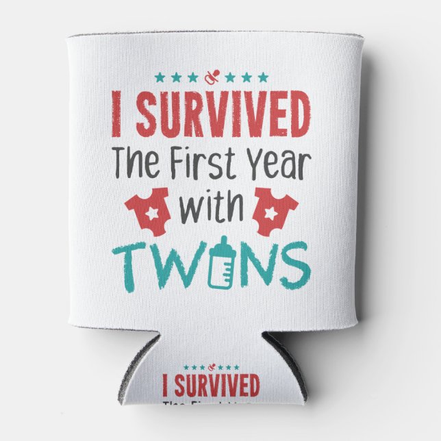 Twin Mum I Survived The First Year With Twins Can Cooler (Front)