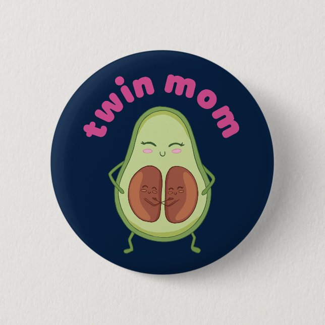 Twin Mum Mamacado Funny Avocado Pun Mother's Day 6 Cm Round Badge (Front)