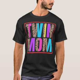 Twin Mum, Mother of Twins Leopard Print and Twins T-Shirt