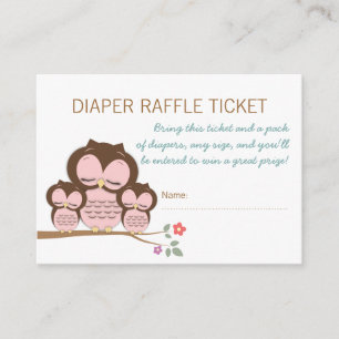Twin Owl Baby Shower Diaper Raffle Ticket Insert