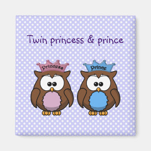 twin owl princess & prince magnet