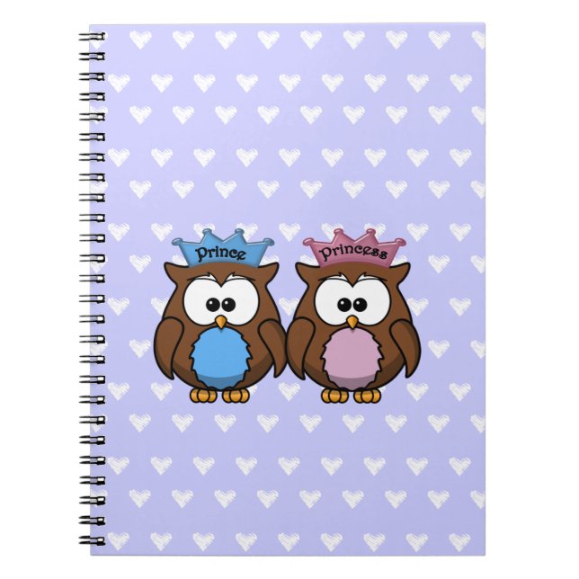 twin owl princess & prince spiral notebook (Front)