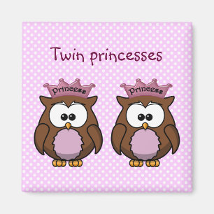 twin owl princesses magnet