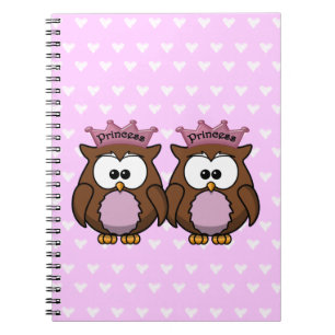 twin owl princesses spiral notebook