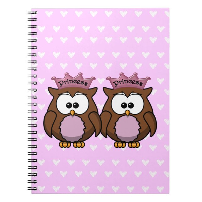 twin owl princesses spiral notebook (Front)