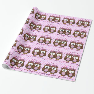 twin owl princesses wrapping paper