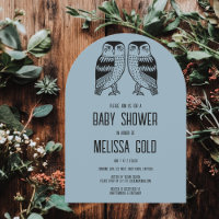 Twin Owls Cute Simple BABY SHOWER CUSTOM Arched