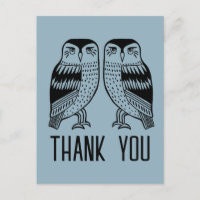 Twin Owls Cute Simple Chic CUSTOM Thank You 