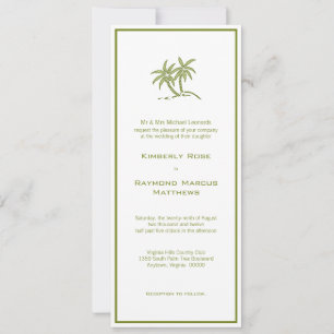 Twin Palm Trees Tropical Green Wedding Invitation