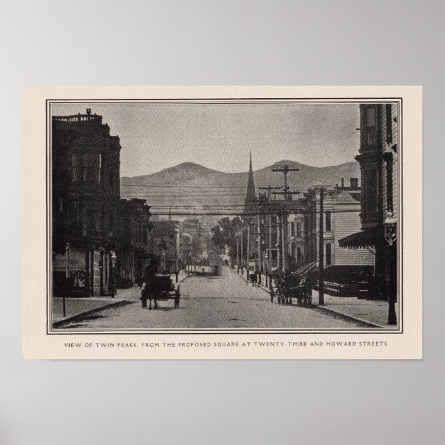 Twin Peaks from proposed square, 23rd & Howard Poster (Front)